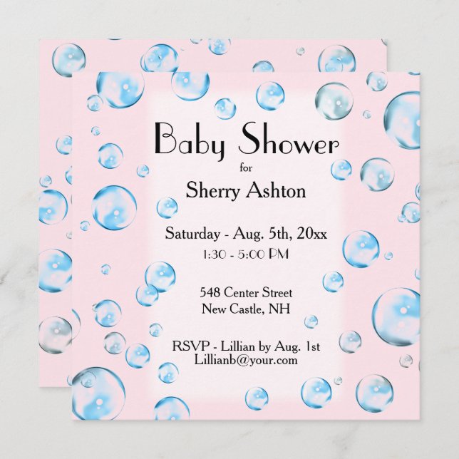 It's a Girl Bubble Baby Shower Invitation (Front/Back)