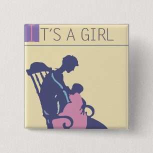 <It's a Girl> by Steve Collier 2 Inch Square Button