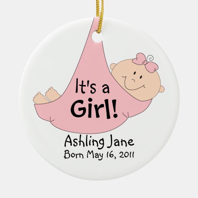 It's a Girl! Ceramic Ornament (Front)