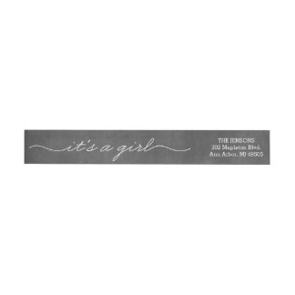 It's a Girl Chalkboard Wrap Around Return Address Label