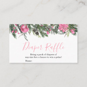 It's a Girl Christmas Baby Shower Diaper Raffle Business Card