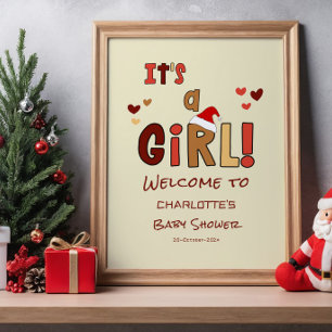It's a Girl! Christmas Baby Shower Welcome Sign