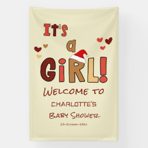 It's a Girl! Christmas Santa Hat Baby Shower Banner