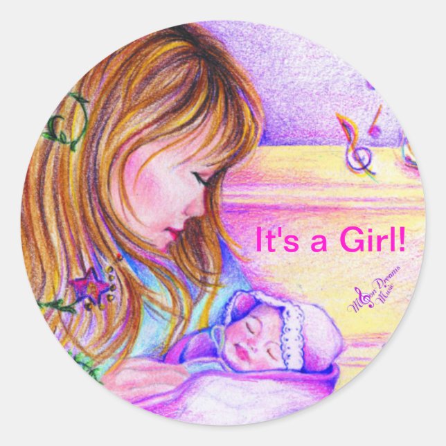 It's a Girl! Classic Round Sticker (Front)