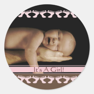 It's A Girl Classic Round Sticker