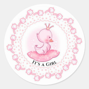 It's A Girl Classic Round Sticker