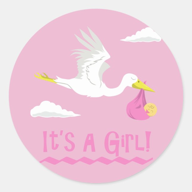 It's a Girl! Classic Round Sticker (Front)