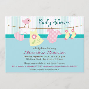 It's a Girl! Clothesline Baby Shower Invitation