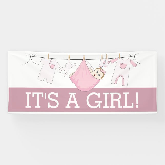 It's A Girl Clothesline Welcome Home Banner (Horizontal)