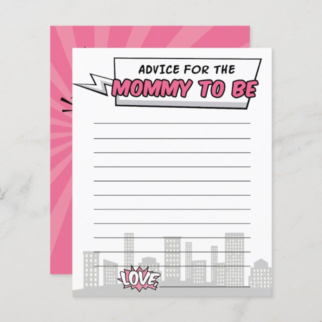 Its A Girl Comic Book Superhero Baby Shower Advice (Front/Back)