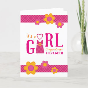 It's a girl congratulations mommy's name flowers card
