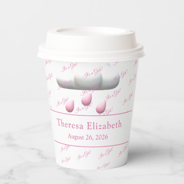 It's a girl Customizable Baby Shower  Paper Cups (Front)