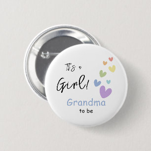 It's a Girl! Cute & Colourful Hearts Grandma-to-be 2 Inch Round Button