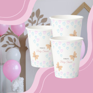 It's a Girl Cute handdraw butterflies Baby Shower Paper Cups