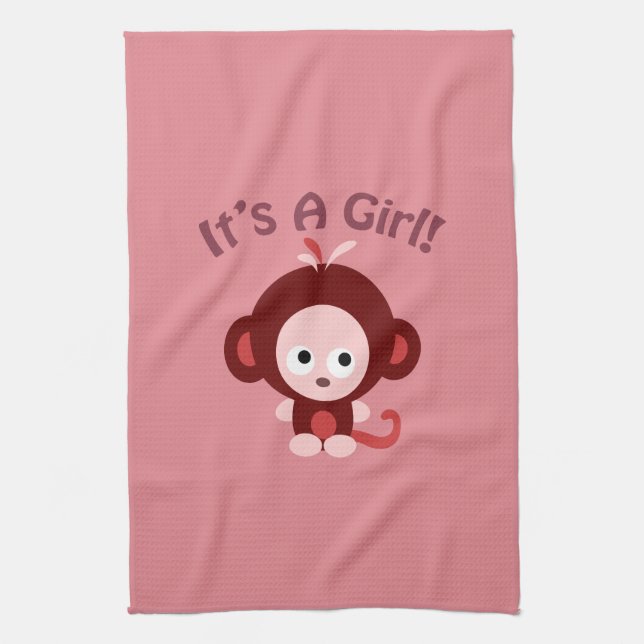 It's a girl! Cute Monkey Kitchen Towel (Vertical)