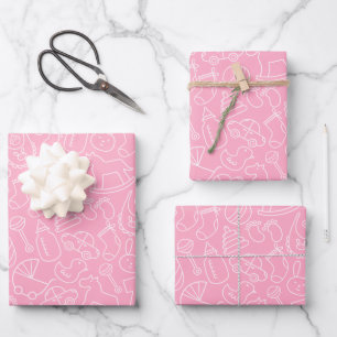 It's a Girl Cute Pink Baby Shower Wrapping Paper Sheet