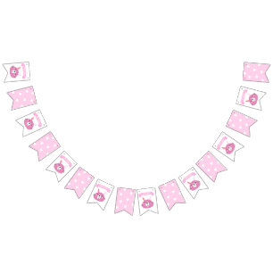 It's a girl! Cute Pink Bunny Kids Birthday Bunting Flags