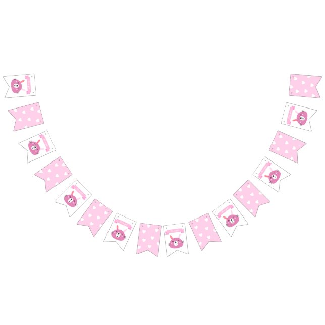 It's a girl! | Cute Pink Bunny Kids Birthday Bunting Flags (All)