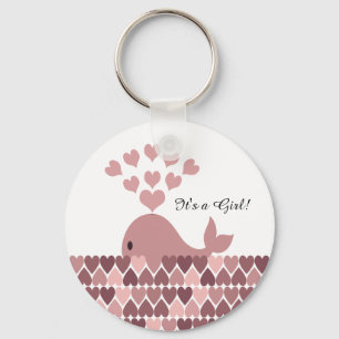 It's a Girl! Cute Pink Whale Keychain