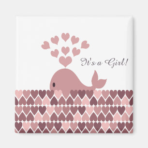 It's a Girl! Cute Pink Whale Magnet