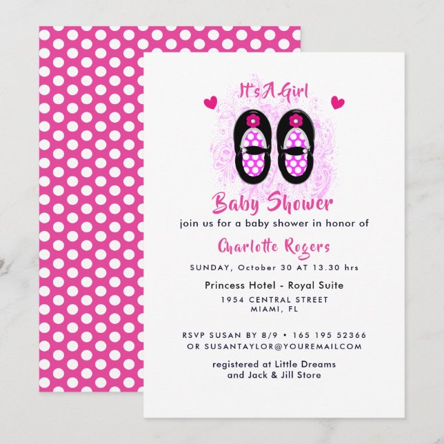 It's A Girl Cute Shoes Baby Shower Invitation (Front/Back)