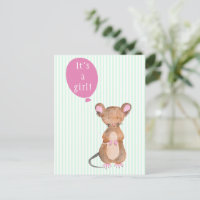 It's a girl | Cute Woodland Mouse Postcard