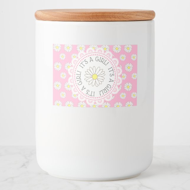 IT'S A GIRL Daisy Girl Baby Stower Bottle  Labels (Front)