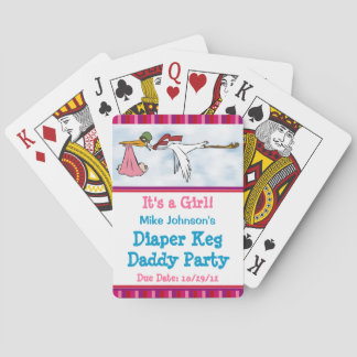 It's a Girl Diaper Keg Personalized Playing Cards