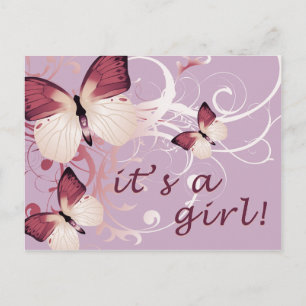 it's a girl : elegant butterflies announcement