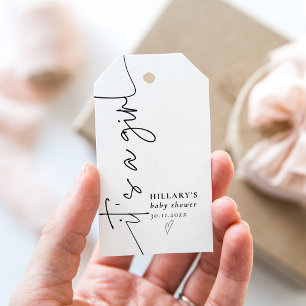 It's a girl Elegant Calligraphy Baby Shower Gift Tags