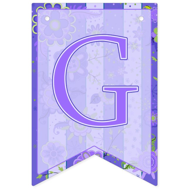 It's A Girl! Elephant Flowers Purple Swallowtail Bunting Flags (Tenth Flag)