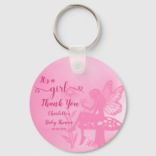 It's a Girl! Fairy Mushroom and Flower Baby Shower Keychain