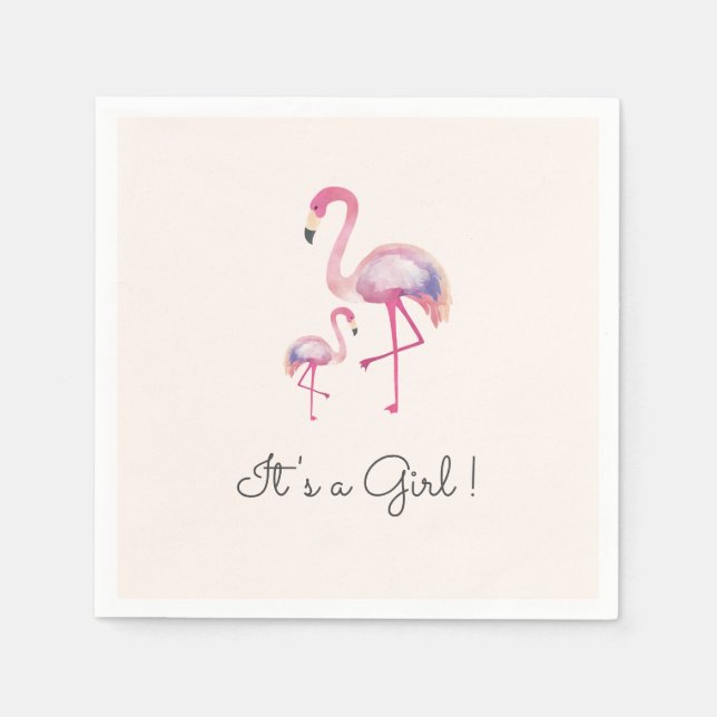 It's a Girl Flamingo Baby Shower Napkin (Front)