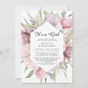 It's A Girl Floral Baby Shower Invitation