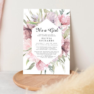 It's A Girl Floral Baby Shower Invitation