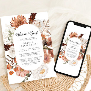 It's A Girl Floral Baby Shower Invitation