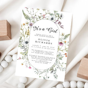 It's A Girl Floral Baby Shower Invitation