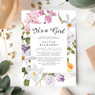 It's A Girl Floral Baby Shower Invitation