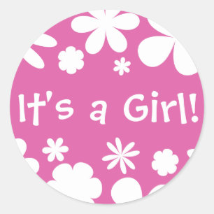 It's a Girl! Flower Power Envelope Sticker Seal