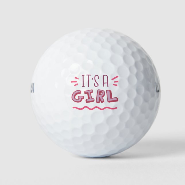 It's a girl for baby shower pink wording golf balls (Front)