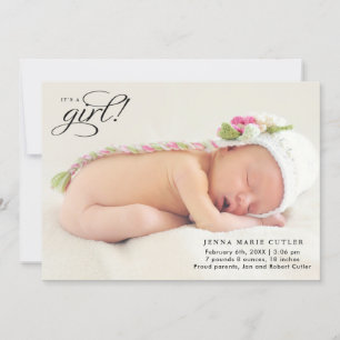 It's a Girl Full Photo Birth Announcement