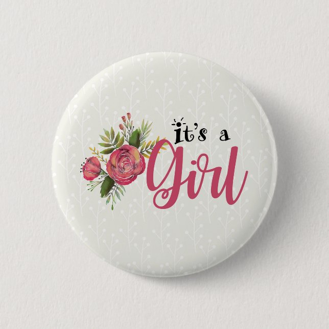 It's a Girl Gender Reveal Button Guns or Roses (Front)
