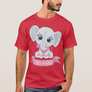 It's a Girl Gender Reveal Party Team Girl Cute Ele T-Shirt
