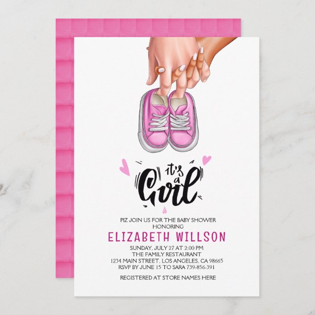It's a Girl Gender Show Babyshower  Invitation (Front/Back)