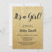 It's A Girl Gold Glitter Baby Shower