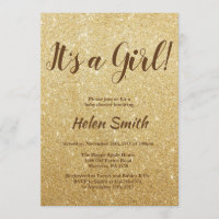 It's A Girl Gold Glitter Baby Shower