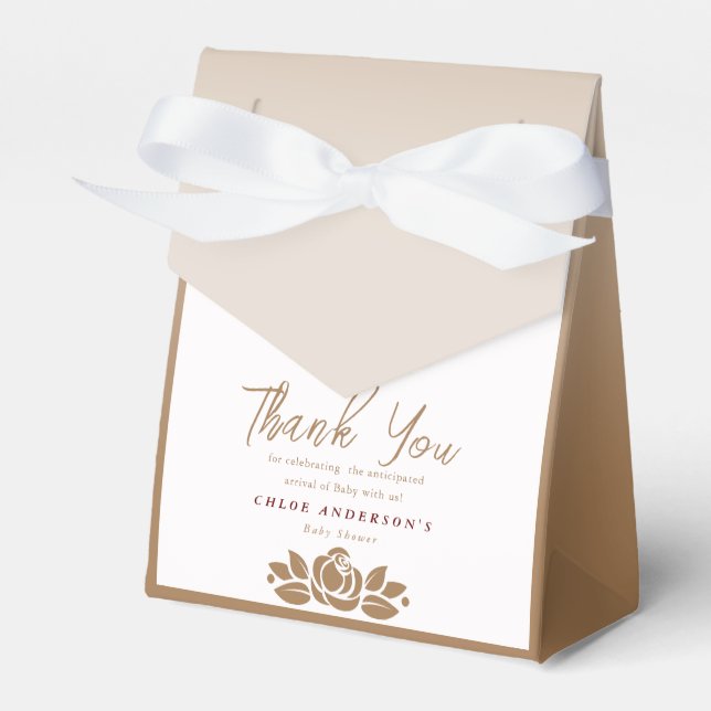 Its A Girl Gold White Floral Baby Shower Favor Box (Front Side)