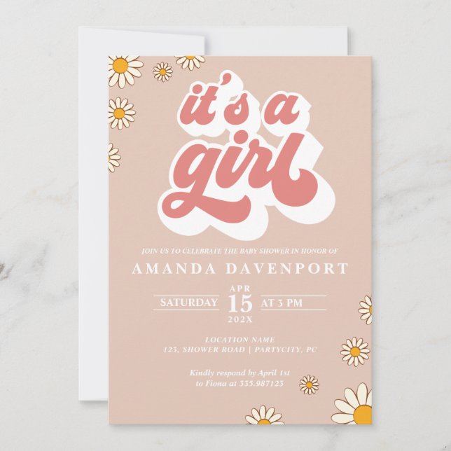 It's a girl Groovy  Baby Shower Invitation (Front)