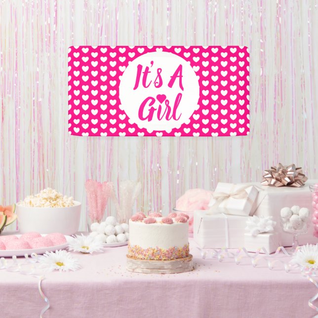 It's a Girl Heart Pattern Banner (Party)