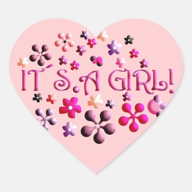 Its a Girl Heart Sticker (Front)